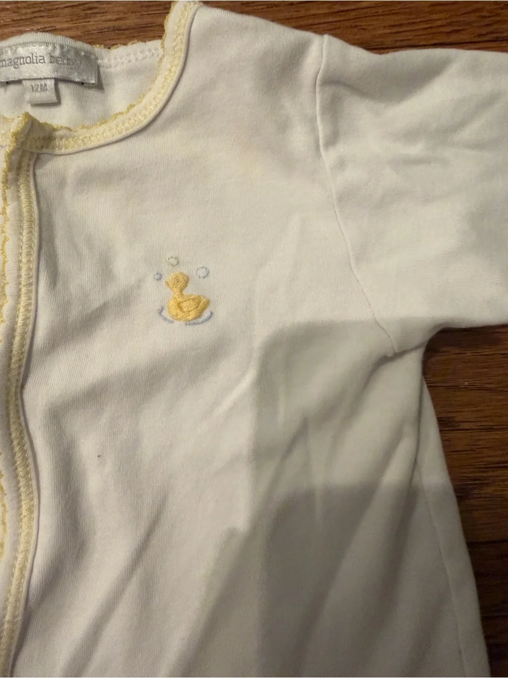 Magnolia Baby Footed Sleeper Pajamas 12M  Yellow Duck Embroidered One Piece